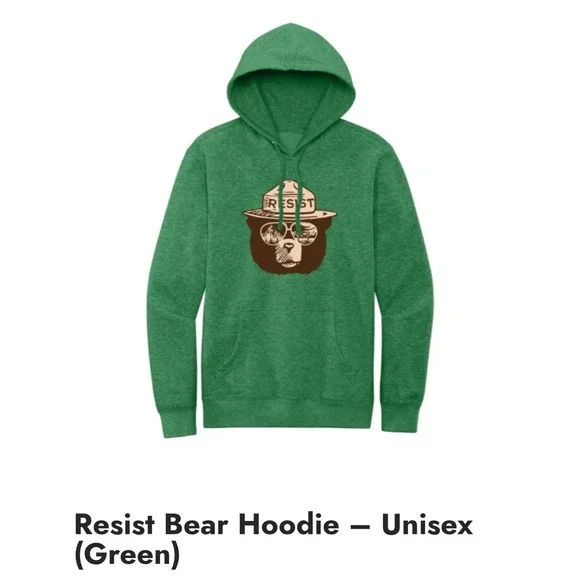 Our Parks Resist Bear Hoodie Unisex Size XL New And Unworn Resistance - Picture 2 of 7